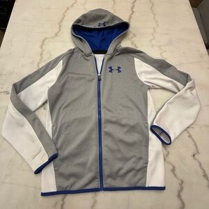 Under Armour Kids' Gray and White Jacket with Blue Accents